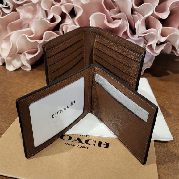 NWT COACH Men's 3 In 1 Wallet in Leather, Color Saddle, with Coach Gift Box - Picture 6 of 8